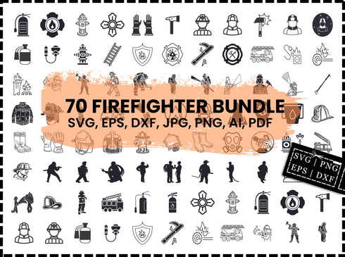 Firefighter SVG Bundle | Fireman SVG PNG DXF EPS | Firefighter Silhouette Cut Files for Cricut | Firefighter Clipart Vector Design