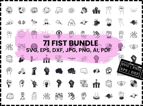 Fist SVG Bundle | Black Fist SVG | Fistbump Punch SVG PNG DXF EPS | Fist Silhouette Cut Files for Cricut | Power Hand Clipart Design