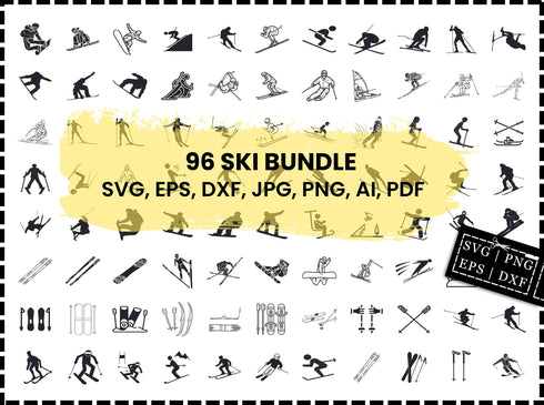 Ski SVG Bundle | Skiing SVG | Skis SVG PNG DXF EPS | Ski Goggles SVG Cut Files for Cricut | Winter Sports Vector Design