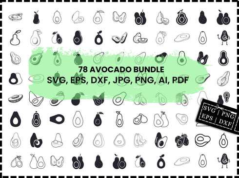 Avocado SVG Bundle | Avocado SVG PNG DXF EPS | Avocado Clipart Cut Files for Cricut | Healthy Food Vector Design
