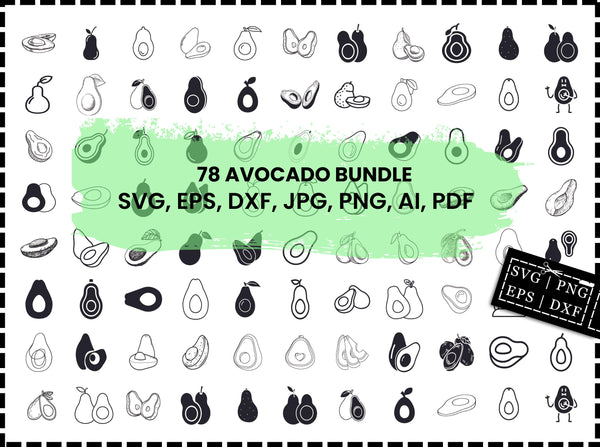 Avocado SVG Bundle | Avocado SVG PNG DXF EPS | Avocado Clipart Cut Files for Cricut | Healthy Food Vector Design