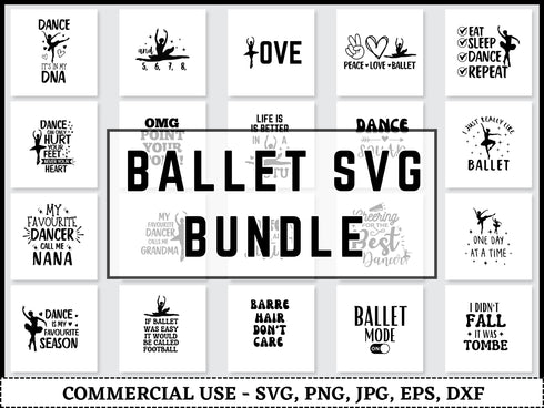 Ballet SVG Bundle | Ballerina SVG PNG DXF EPS | Ballet Silhouette Cut Files for Cricut | Dance Clipart Vector Design