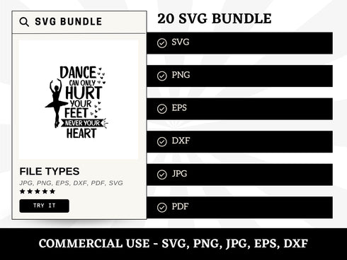 Ballet SVG Bundle | Ballerina SVG PNG DXF EPS | Ballet Silhouette Cut Files for Cricut | Dance Clipart Vector Design