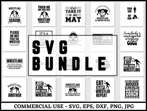 Wrestling SVG Bundle | Wrestler SVG PNG DXF EPS | Wrestling Silhouette Clipart Cut Files for Cricut | Sports Vector Design