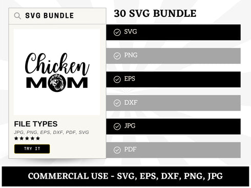 Chicken SVG Bundle | Chicken PNG DXF EPS | Farm Chicken Silhouette Cut Files for Cricut | Sublimation Shirt Design Vector