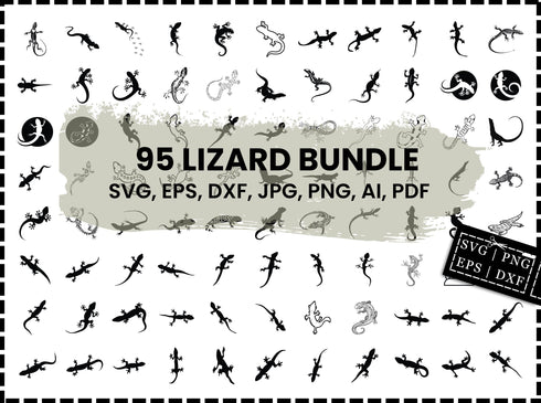 Lizard SVG Bundle | Gecko Reptile SVG PNG DXF EPS | Lizard Clipart Cut Files for Cricut | Reptile Vector Design