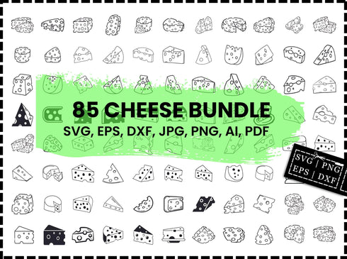 Cheese SVG Bundle | Cheese Slice SVG PNG DXF EPS | Cheese Clipart Cut Files for Cricut & Silhouette | Food Vector Design