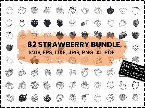 Strawberry SVG Bundle | Strawberry SVG PNG DXF EPS | Strawberry Clipart Cut Files for Cricut | Fruit Silhouette Vector Design