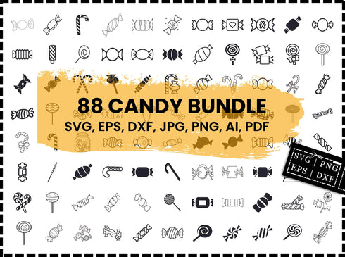Candy SVG Bundle | Sweets Lollipop SVG PNG DXF EPS | Candy Clipart Cut Files for Cricut | Sweet Sugar Vector Design