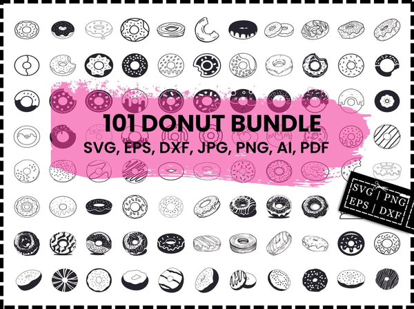 Donut SVG Bundle | Donut SVG PNG DXF EPS | Sprinkle Doughnut Clipart Cut Files for Cricut | Sweet Dessert Vector Design