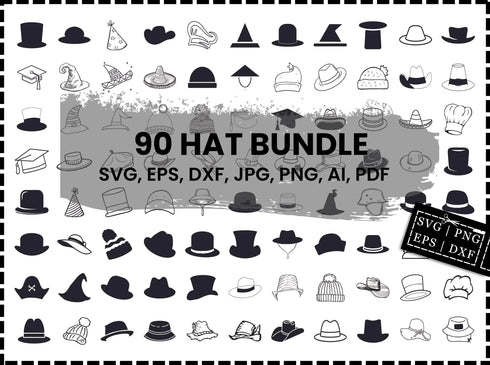 Hat SVG Bundle | Fashion Hats SVG PNG DXF EPS | Hats Cricut Silhouette Cut Files | Hat Vector Clipart Design