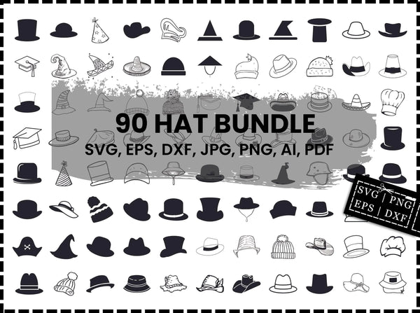 Hat SVG Bundle | Fashion Hats SVG PNG DXF EPS | Hats Cricut Silhouette Cut Files | Hat Vector Clipart Design