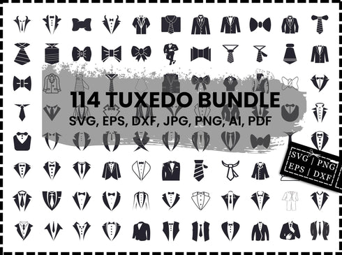 Tuxedo SVG Bundle | Suit Tuxedo SVG PNG DXF EPS | Formal Wear Clipart Cut Files for Cricut | Wedding Suit Vector Design
