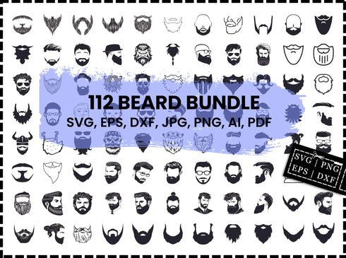 Beard SVG Bundle | Men’s Beard Silhouette SVG PNG DXF EPS | Beard Clipart Cut Files for Cricut | Grooming Vector Design