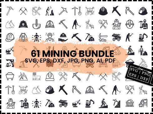 Mining SVG Bundle | Miner Hat Mining Tools SVG PNG DXF EPS | Coal Mine Truck Underground SVG Cut Files | Mining Clipart for Cricut