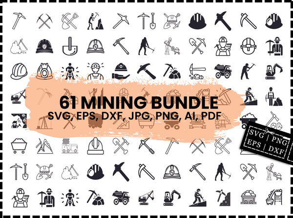 Mining SVG Bundle | Miner Hat Mining Tools SVG PNG DXF EPS | Coal Mine Truck Underground SVG Cut Files | Mining Clipart for Cricut