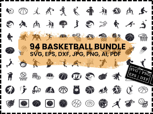 Basketball SVG Bundle | Basketball Silhouette SVG PNG DXF EPS | Sports Basketball Cut Files for Cricut | Basketball Clipart Vector Design