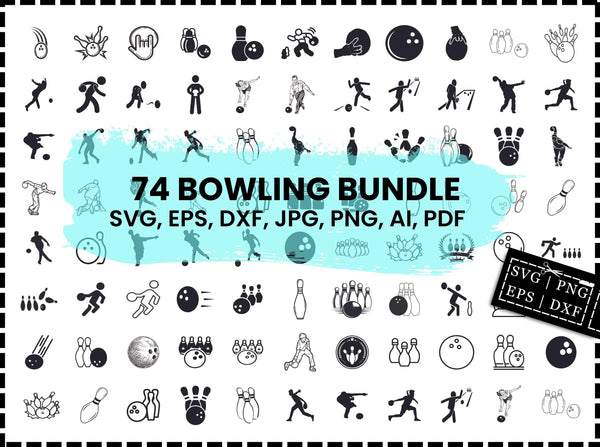 Bowling SVG Bundle | Strike Bowling SVG | Bowling Pins Ball SVG PNG DXF EPS | Bowling Team Cut Files for Cricut | Sports Vector Clipart Design