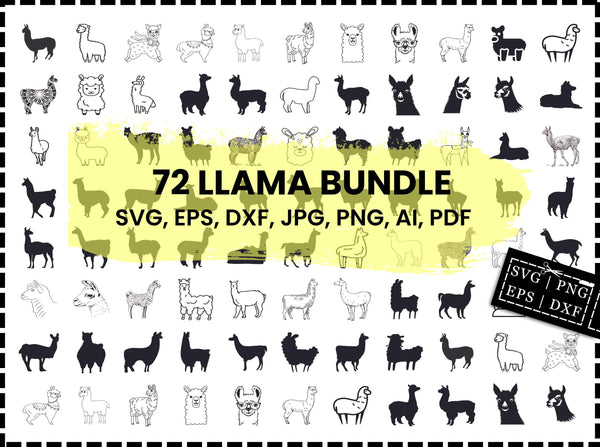Llama SVG Bundle | Cute Baby Llama SVG | Llama Clipart PNG | Llama Silhouette | Cricut Cut Files | Animal SVG | Instant Download