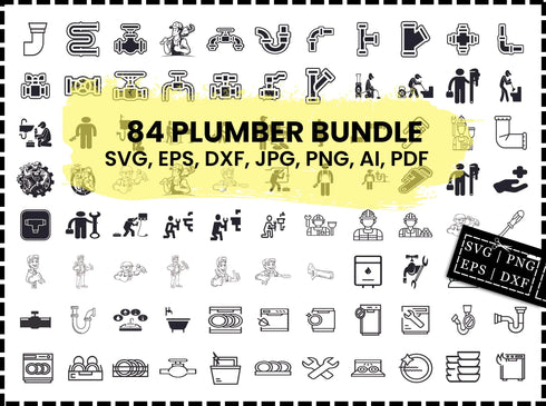 Plumber SVG Bundle | Plumber Tools SVG | Plumbing SVG PNG DXF EPS | Pipe Wrench Cut Files for Cricut | Plumber Vector Clipart Design