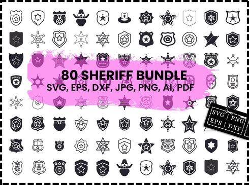 Sheriff Badge SVG Bundle | Sheriff Star SVG PNG DXF EPS | Marshal Badge Cut Files for Cricut | Western Law Badge Vector Design