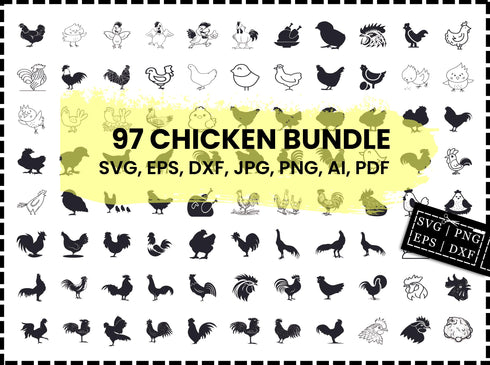Chicken Svg Bundle | Chicken Png Bundle | Chicken Clipart | Chicken Cut Files For Cricut | Chicken Head Svg | Farm Animals Svg | Chicken Png