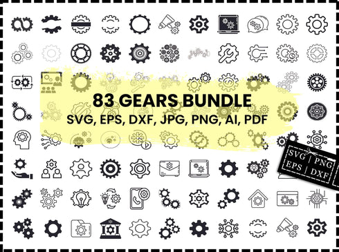 Gears SVG Bundle | Gear Shapes SVG | Metal Gears SVG | Mechanical SVG for Cricut | Gear Cut Files PNG DXF EPS | Industrial Vector Download
