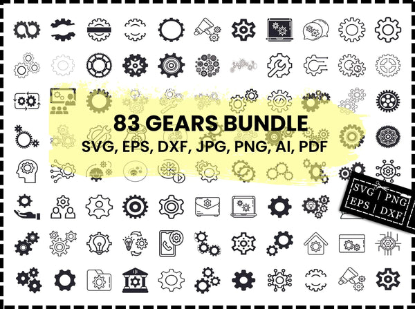 Gears SVG Bundle | Gear Shapes SVG | Metal Gears SVG | Mechanical SVG for Cricut | Gear Cut Files PNG DXF EPS | Industrial Vector Download