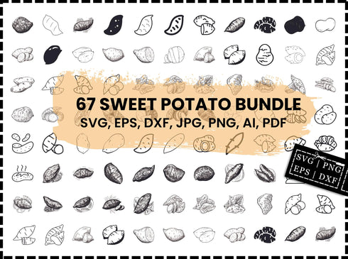 Sweet Potato SVG Bundle | Sweet Potato SVG PNG DXF EPS | Vegetable Clipart Cut Files for Cricut | Food Garden Vector Design