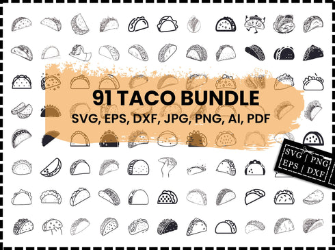 Taco SVG Bundle | Mexican Food SVG | Taco Cut Files for Cricut | Cinco De Mayo SVG | Taco PNG DXF EPS | Taco Vector | Instant Download