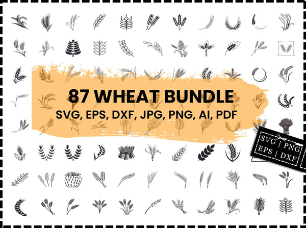 Wheat SVG Bundle | Grain Wheat SVG PNG DXF EPS | Wheat Silhouette Clipart Cut Files for Cricut | Farm Nature Vector Design