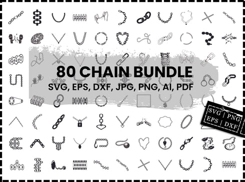 Chain SVG Bundle | Chain Link SVG | Breaking Chains SVG PNG DXF EPS | Metal Chain Cut Files for Cricut | Chain Vector Clipart Design