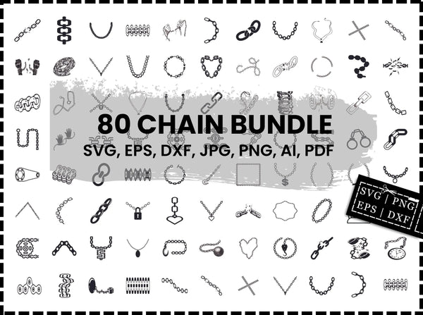 Chain SVG Bundle | Chain Link SVG | Breaking Chains SVG PNG DXF EPS | Metal Chain Cut Files for Cricut | Chain Vector Clipart Design