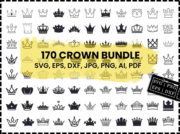 Crown SVG Bundle | Princess Crown SVG | Crown Clipart PNG DXF EPS | Royal Crown Cut Files for Cricut & Silhouette | Queen Tiara Design