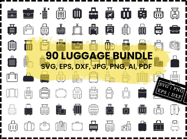 Luggage SVG Bundle | Suitcase Travel Bag SVG PNG DXF EPS | Luggage Silhouette Cut Files for Cricut | Travel Vector Clipart Design