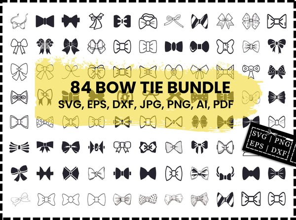 Bow Tie SVG Bundle | Bow Ties Cut Files for Cricut | Ribbon Tie SVG | Bow Tie Clipart PNG | Silhouette SVG DXF | Commercial Use Download