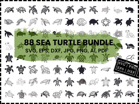 Sea Turtle SVG Bundle | Sea Turtle SVG PNG DXF EPS | Tortoise Clipart SVG | Sea Turtle Silhouette Cut Files | Ocean Animal Vector Design