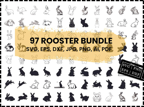Rabbit SVG Bundle | Bunny Shape SVG | Rabbit Clipart PNG DXF EPS | Rabbit Silhouette Cut Files for Cricut | Cute Bunny SVG Design