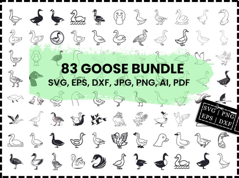 Goose SVG Bundle | Goose Silhouette SVG PNG DXF EPS | Farm Animal Bird SVG Cut Files for Cricut | Goose Clipart Vector Design