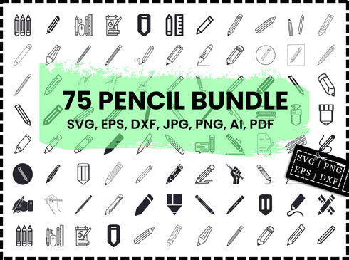 Pencil Svg Bundle, Pencil Svg, Pencil Cut File for Cricut, Silhouette, School Svg, Instant Digital Download, Svg, Png, Dxf, and Eps Files