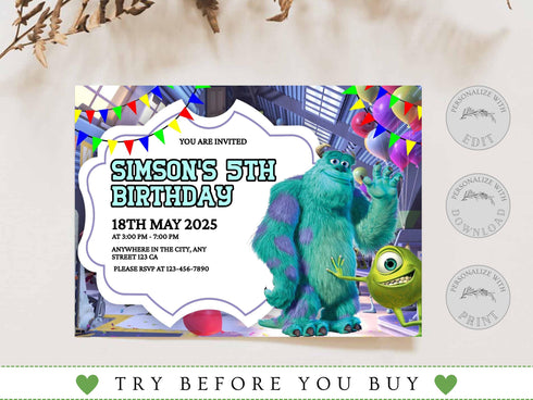 Editable Monster Birthday Invitation, Monster Birthday Party Invitation, Boy Birthday Party, Boys Monster, Monster Invite, Boys Party
