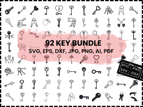 Key SVG Bundle | Vintage Key SVG | Magic Key Clipart PNG DXF EPS | Key Lock SVG Cut Files | Antique Key Silhouette Vector Design