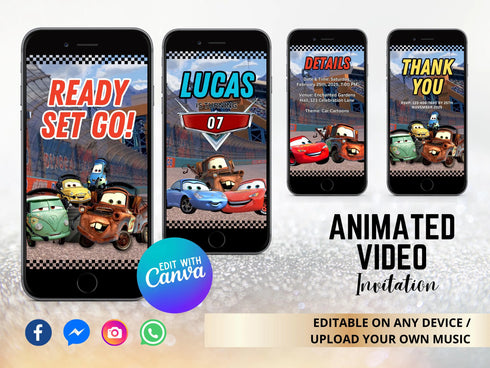 Cars Birthday Video Invitation, Cars Animated Invitation, Cars Birthday Invitation, Video Invitation for Boy, Cars Animated Invite Video