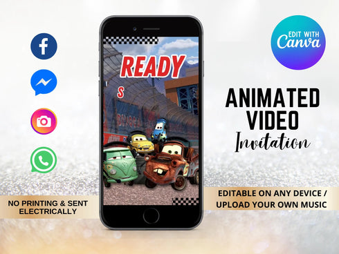 Cars Birthday Video Invitation, Cars Animated Invitation, Cars Birthday Invitation, Video Invitation for Boy, Cars Animated Invite Video