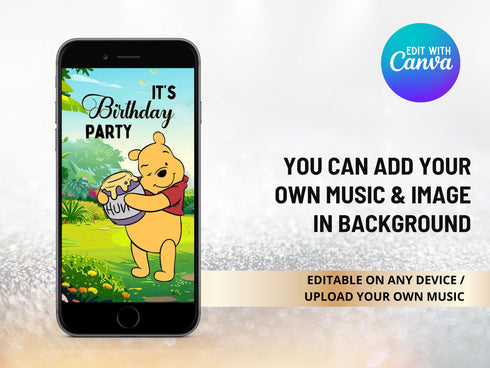 Winnie the Pooh Invitation, Winnie the Pooh Birthday Invitation Video, Winnie the Pooh Digital Invitation, Boy Girl Digital Invitation