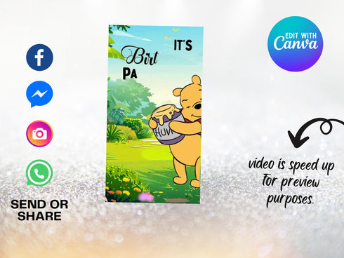 Winnie the Pooh Invitation, Winnie the Pooh Birthday Invitation Video, Winnie the Pooh Digital Invitation, Boy Girl Digital Invitation