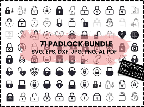 Padlock SVG Bundle | Lock and Key SVG | Padlock Clipart PNG | Security Lock SVG | Cricut Cut Files | DXF EPS Vector | Download