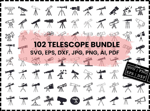 Telescope SVG Bundle | Astronomy Stargazing SVG PNG DXF EPS | Telescope Cut Files for Cricut | Space Vector Clipart Design