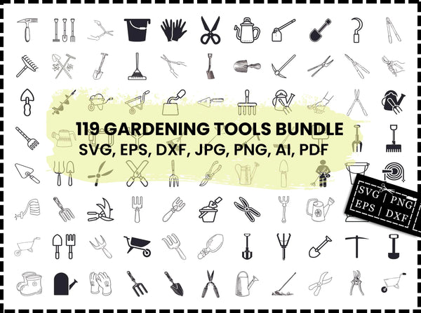 Gardening Tools Svg | Garden Tools Svg Bundle | Tools Svg | Gardening Silhouette | Gardening Cut Files | Gardener Svg | Spring Silhouette