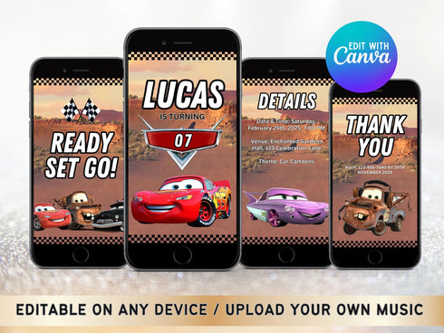 Cars Birthday Video Invitation, Cars Animated Invitation, Cars Birthday Invitation, Video Invitation for Boy, Cars Animated Invite Video